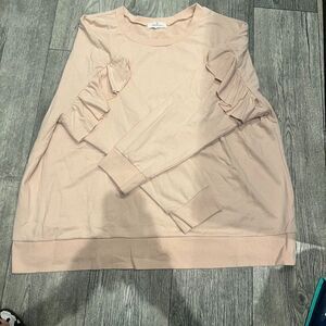 3X Gray by Grayson Social Womens Long Sleeve Blouse Round Neck Plain Solid Cream